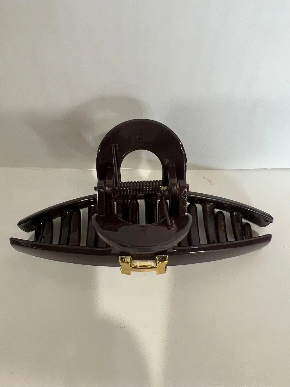 Dark Brown Hair Claw Clip with Gold Accent - Women Accessories